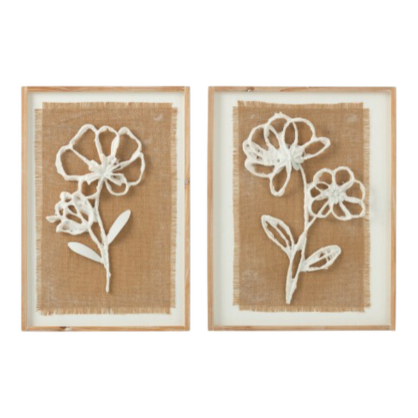 Decorazione Da Parete Fiori Poli Legno Di Abete/Mdf Naturale/Bianco