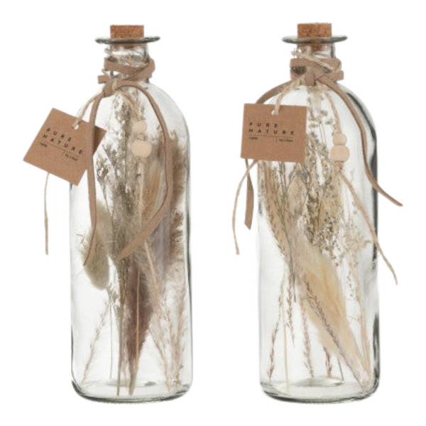 Bottiglie in vetro fiori secchi naturali