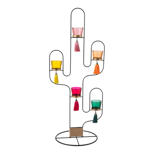 Porta T-Light Cactus  Metallo Nero