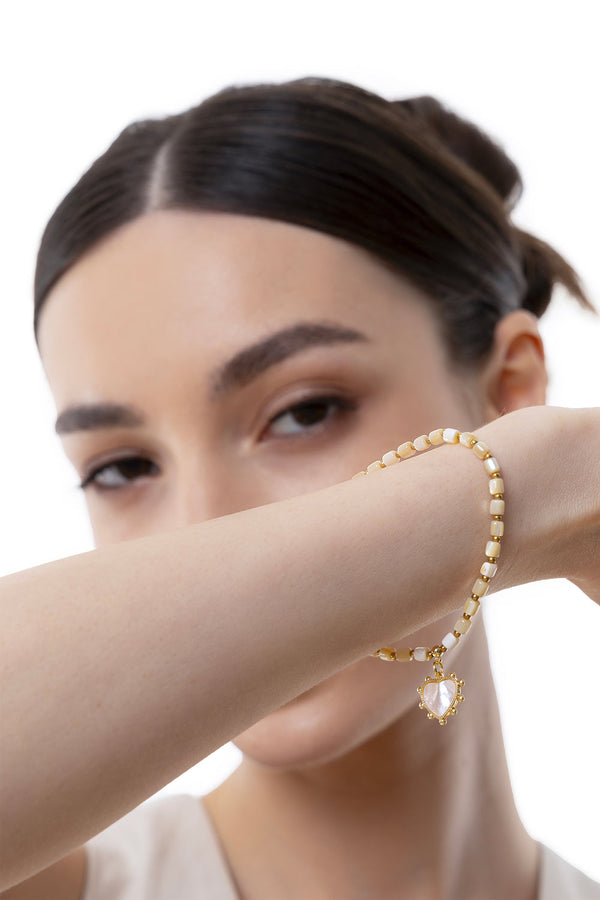 Bracciale elastico cilindri e cuore