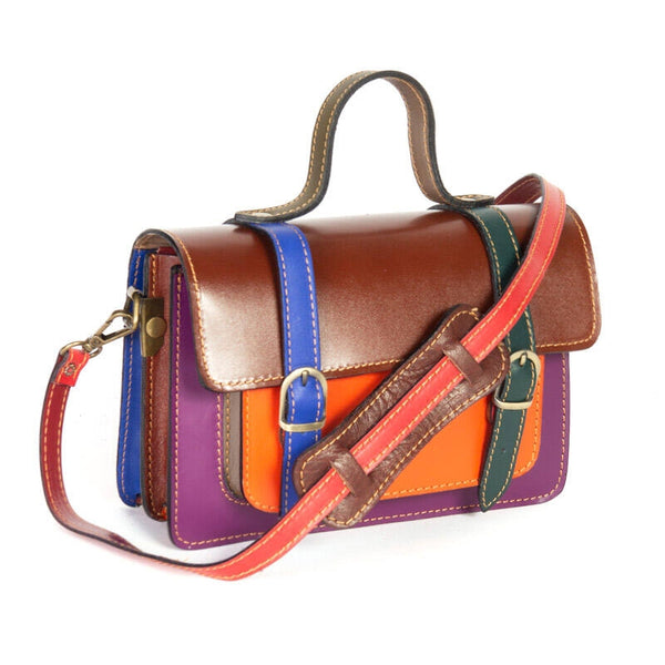 borsa cartella cuoio multicolore piccola
