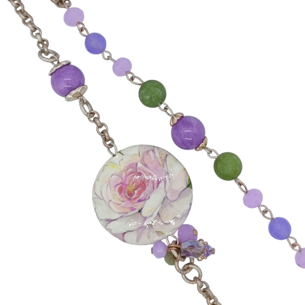 Collana rosa decoupage