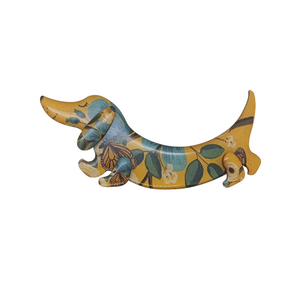 Spilla bassotto floreale