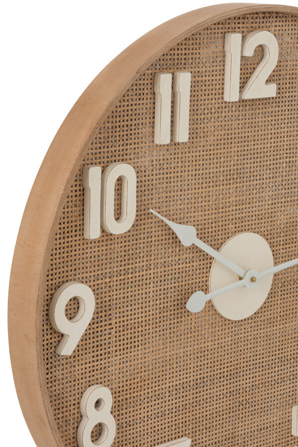 Orologio Rattan Rotondo Naturale/Bianco Small