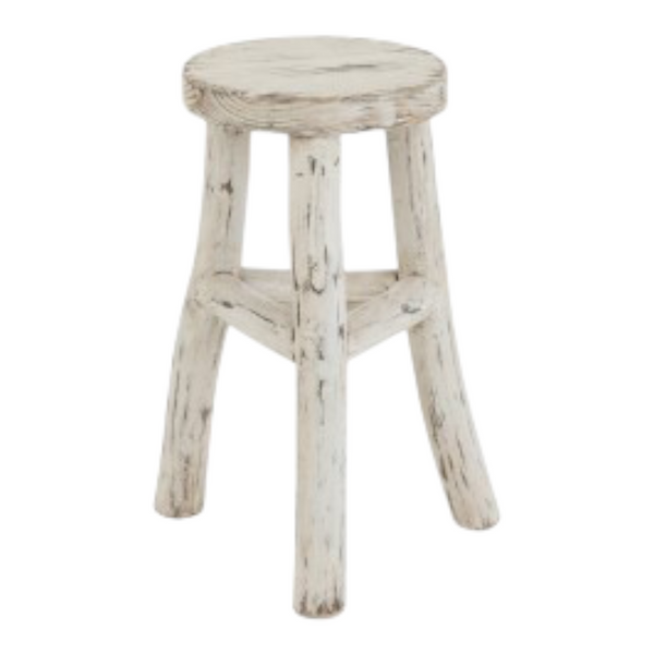 Sgabello Ibiza Rotondo Legno White Wash