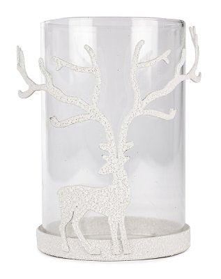 Porta candela renna bianca