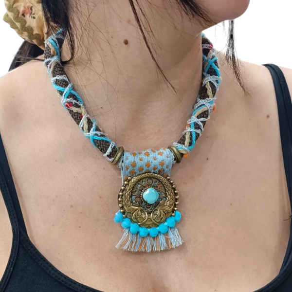 Collana cordone turchese