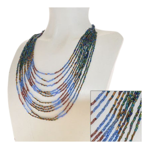 collana 20 fili perline blues