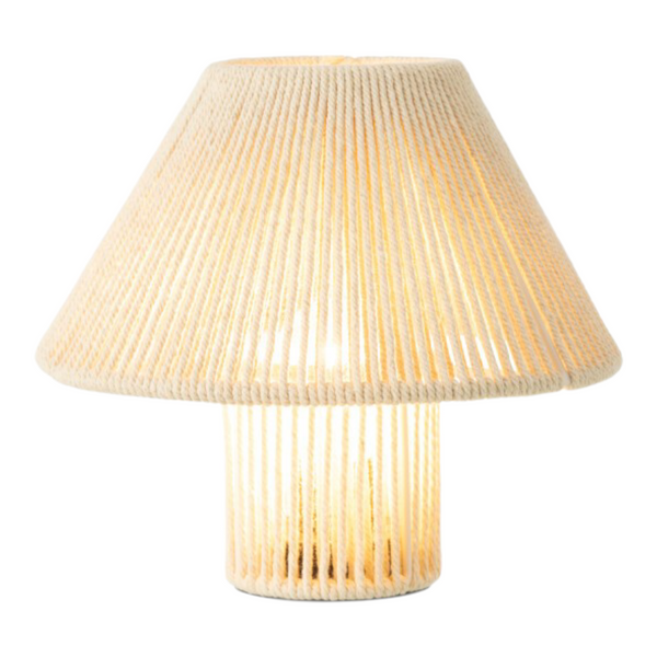 Lampada da tavolo metallo /cotone naturale  con batteria