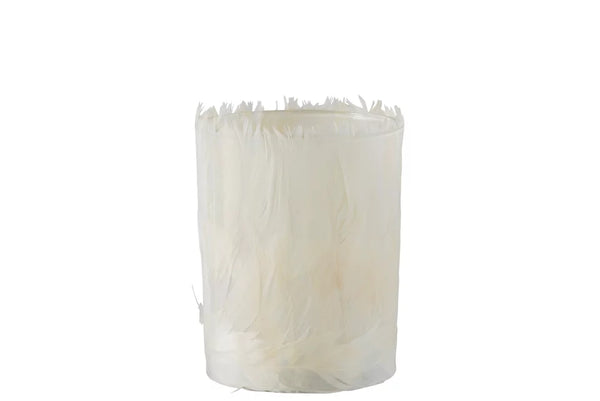 Porta T-Light Piume Vetro Crema Large