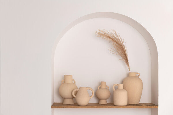 Vaso Ovale Manico Porcellana Beige