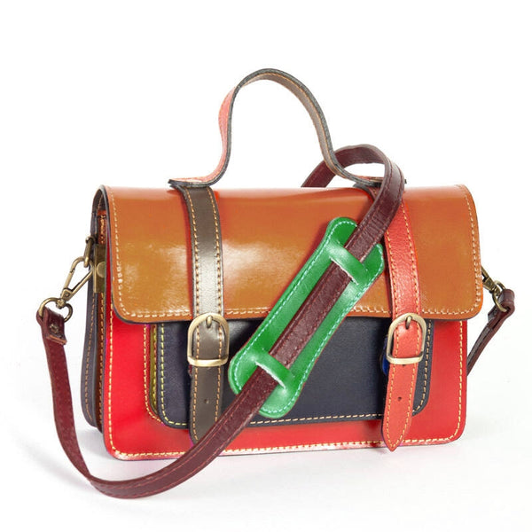 borsa cartella cuoio multicolore piccola